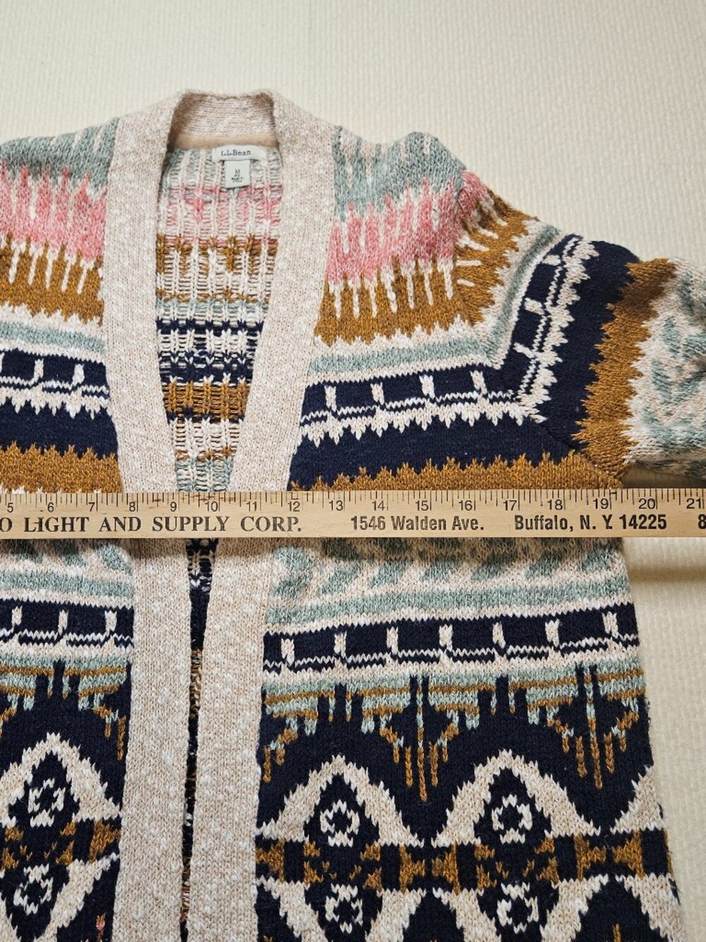 LL Bean Fair Isle open front cardigan - size Medium - Picture 5 of 10